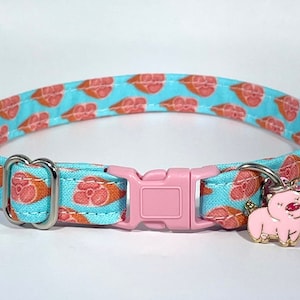 Cat Collar- "Honey-Glazed Ham” Adjustable Breakaway Safety Quick-Release Collar, hambone, meat, pork, pig, bacon, food, deli, cute, blue