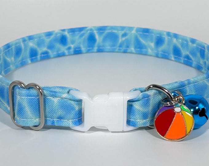 Cat Collar- “Pool Party!” Adjustable Breakaway Collar