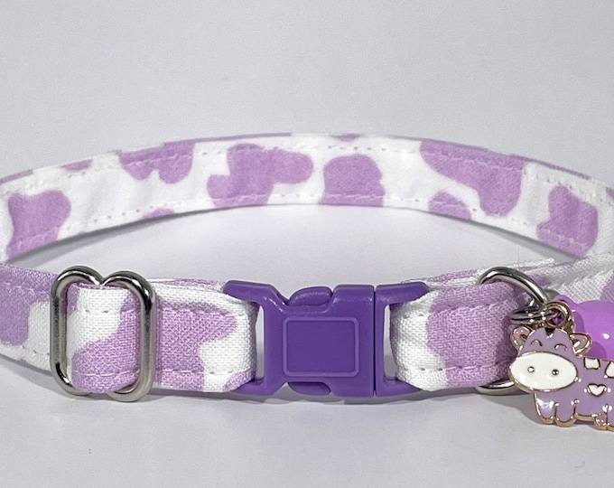 Cat Collar- “Lavender Cow" Adjustable Breakaway Collar