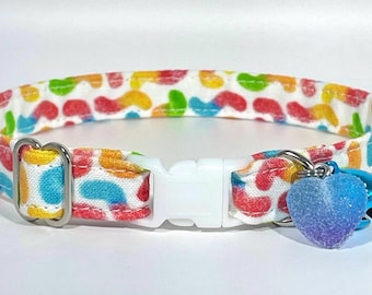 Cat Collar- "Gummy Worms" Adjustable Breakaway Safety Quick-Release Collar, candy, gummies, snack, sweets, sugar, sour, chewy, colorful, fun