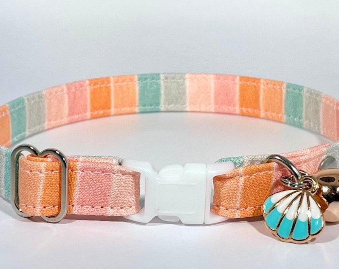 Cat Collar- "Beachy Stripes" Adjustable Breakaway Collar