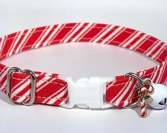 Cat Collar- "Candy Cane Stripes” Adjustable Breakaway Collar