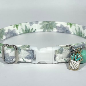 Cat Collar- &quot;Succulents” Adjustable Breakaway Safety Quick-Release Collar, plants, gardening, outdoors, plant, sage, wild, aloe, agave