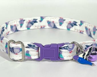 Cat Collar- “Pigeon” Adjustable Breakaway Safety Quick-Release Collar, pigeons, birds, sparrow, dove, NYC, bird, feather, urban, cute