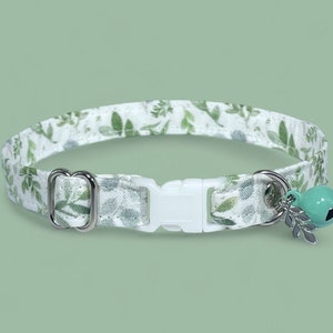 Cat Collar- "Ivy & Fern" Adjustable Breakaway Safety Quick-Release Collar, fern, ivy, plants, gardening, outdoors, plant, earthy, sage, wild
