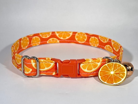 Cat Collar- “Orange Slices" Adjustable Breakaway Safety Quick-Release Collar, citrus, fruit, tropical, Florida, tangerine, clementine, juice