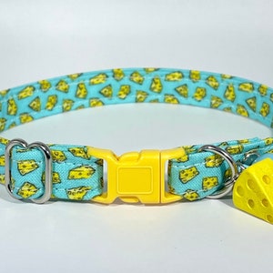 Cat Collar- "Say Cheese!" Adjustable Breakaway Safety Quick-Release Collar, cheese, food, cute, funny, blue, cheesy, cheddar, milk, parmesan