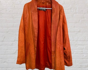 Vintage 80er Jahre Lederjacke Dolman Ärmel von Gossip in Orange-Rot