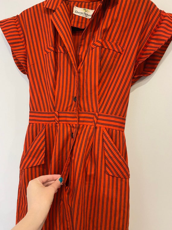 Vintage 70s/80s David Howard Red & Black Pinstrip… - image 5