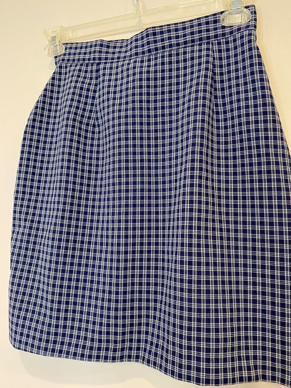 Vintage Navy & White Plaid Mini Skirt - image 2