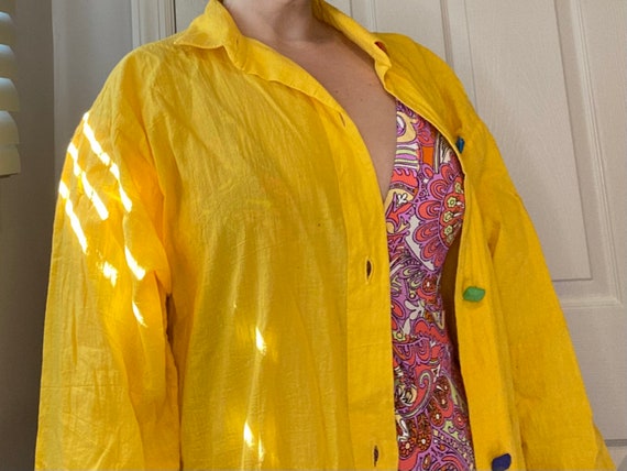 Vintage 80s or Early 90s Yellow Button Down Overs… - image 8