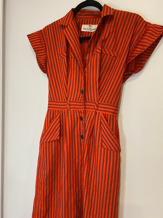 Vintage 70s/80s David Howard Red & Black Pinstrip… - image 2