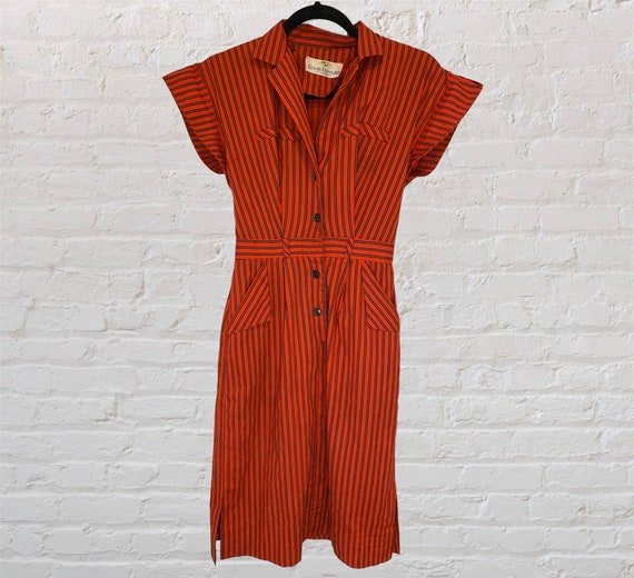 Vintage 70s/80s David Howard Red & Black Pinstrip… - image 1