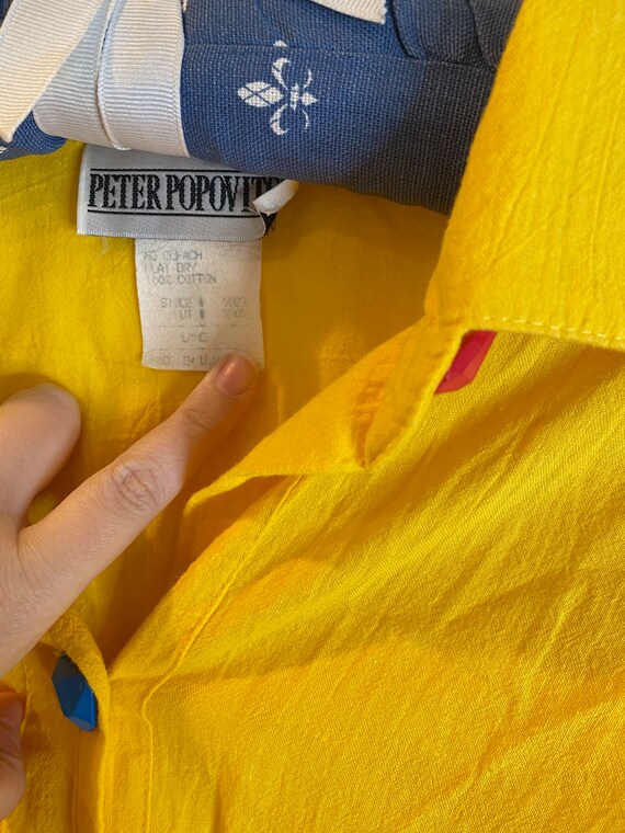 Vintage 80s or Early 90s Yellow Button Down Overs… - image 4