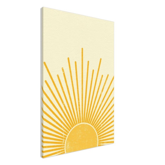 Boho Art Sun Canvas Bright Yellow Wall Art Perfect for Etsy