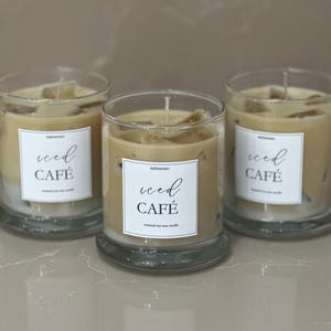 Candela al caffè freddo da 10 oz / Candela in cera di soia / Profumo di caffè con design a cubetti di ghiaccio / Regali per te