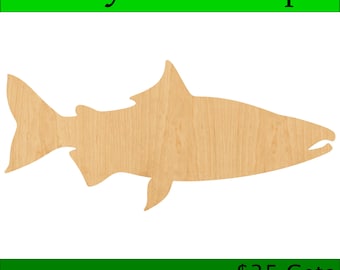 Laser Cut Salmon Wood Blank, Crafting Supplies, Wooden Cutout, DIY Project, Unfinished Wood Craft, Decorative Embellishment