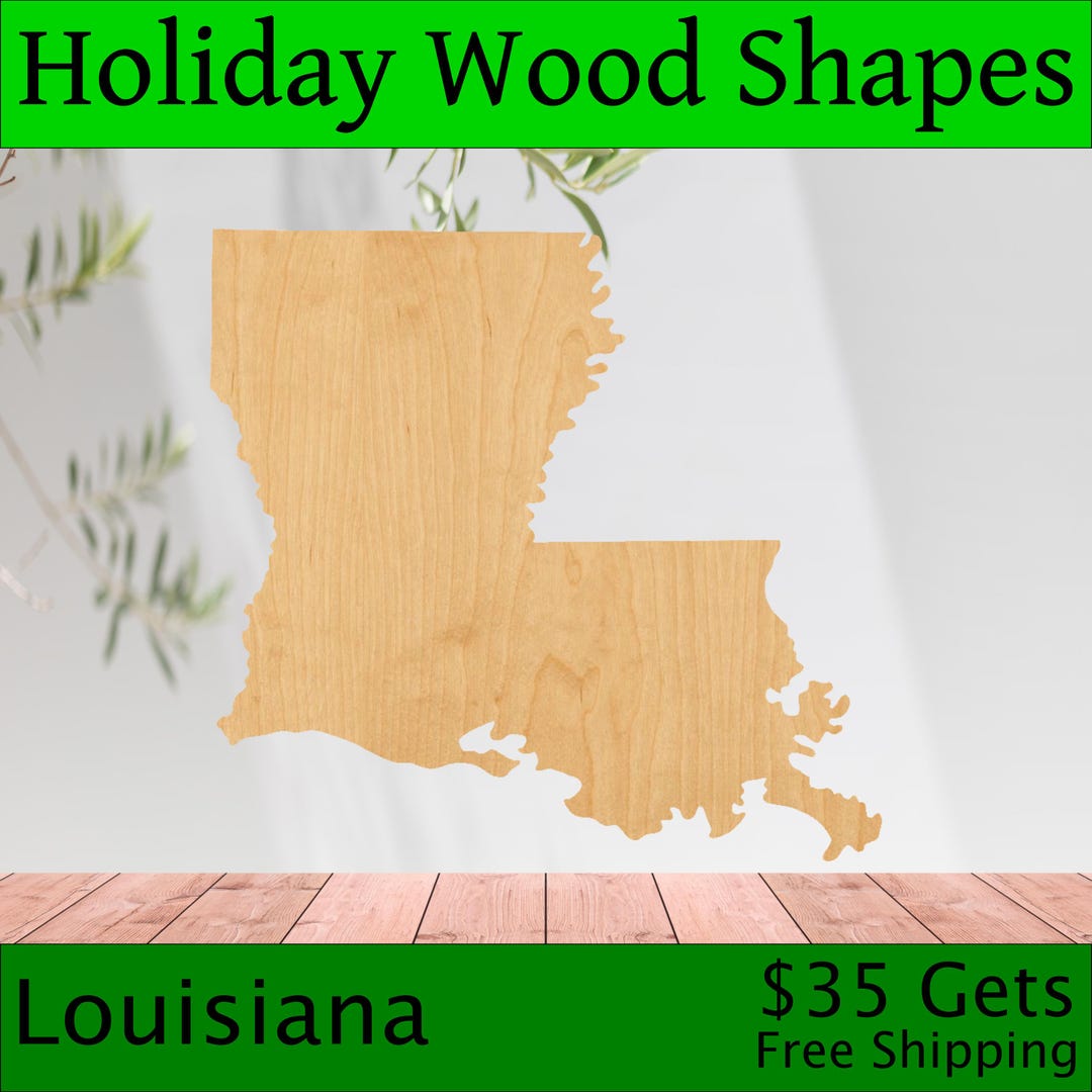 Laser Cut Louisiana Wood Blank, Crafting Supplies, Wooden Cutout, DIY Project, Unfinished Wood ...