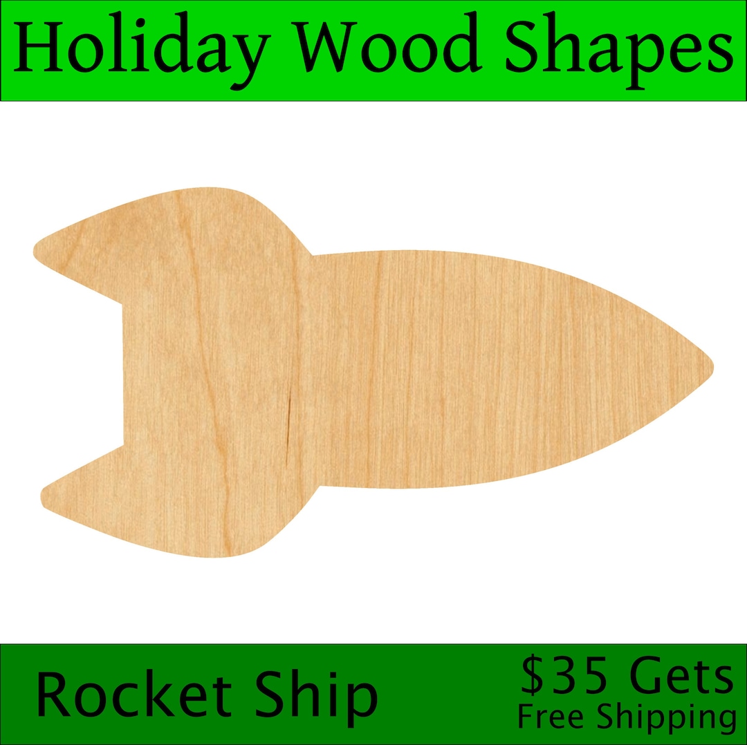 Laser Cut Rocket Ship Wood Blank, Crafting Supplies, Wooden Cutout, DIY ...