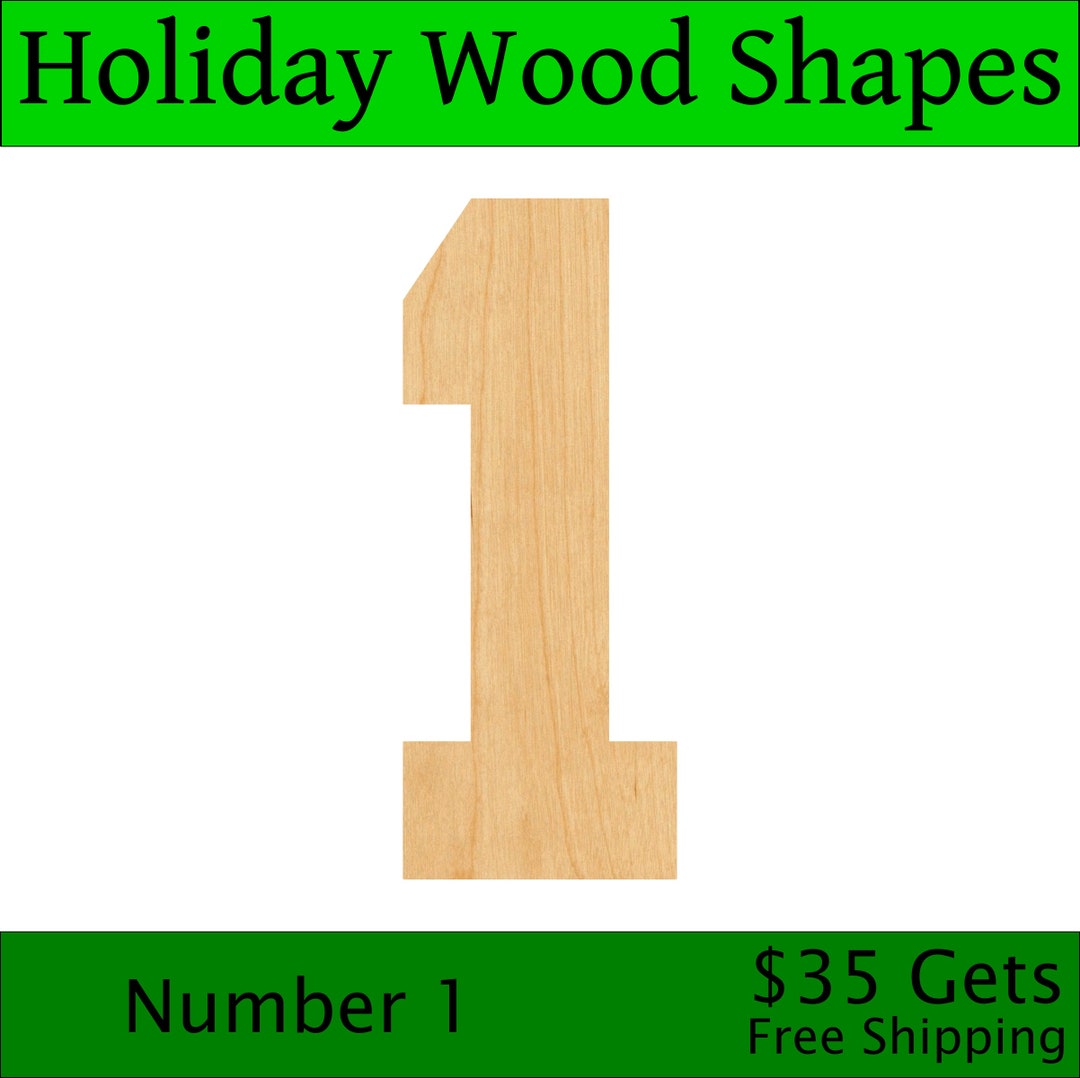 Laser Cut Number 1 Wood Blank, Crafting Supplies, Wooden Cutout, DIY