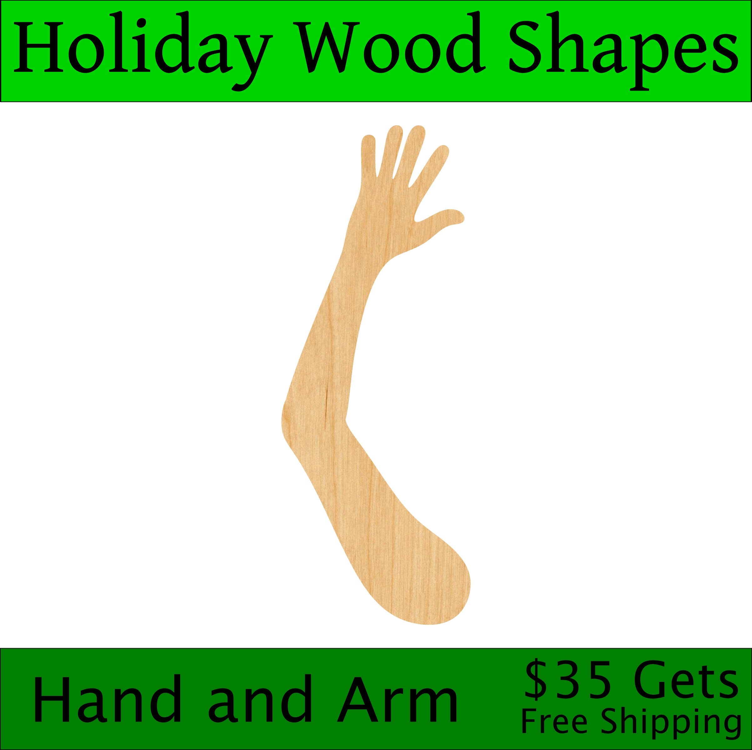 Laser Cut Hand and Arm Wood Blank, Crafting Supplies, Wooden Cutout, DIY Project, Wood Craft, Decorative Embellishment