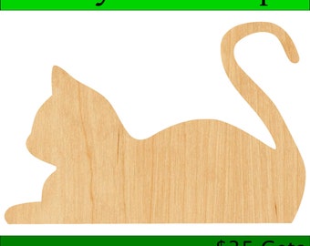Laser Cut Cat Laying Down Wood Blank, Crafting Supplies, Wooden Cutout, DIY Project, Unfinished Wood Craft, Decorative Embellishment