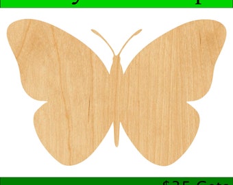 Laser Cut Butterfly Design 2 Wood Blank, Crafting Supplies, Wooden Cutout, DIY Project, Unfinished Wood Craft, Decorative Embellishment