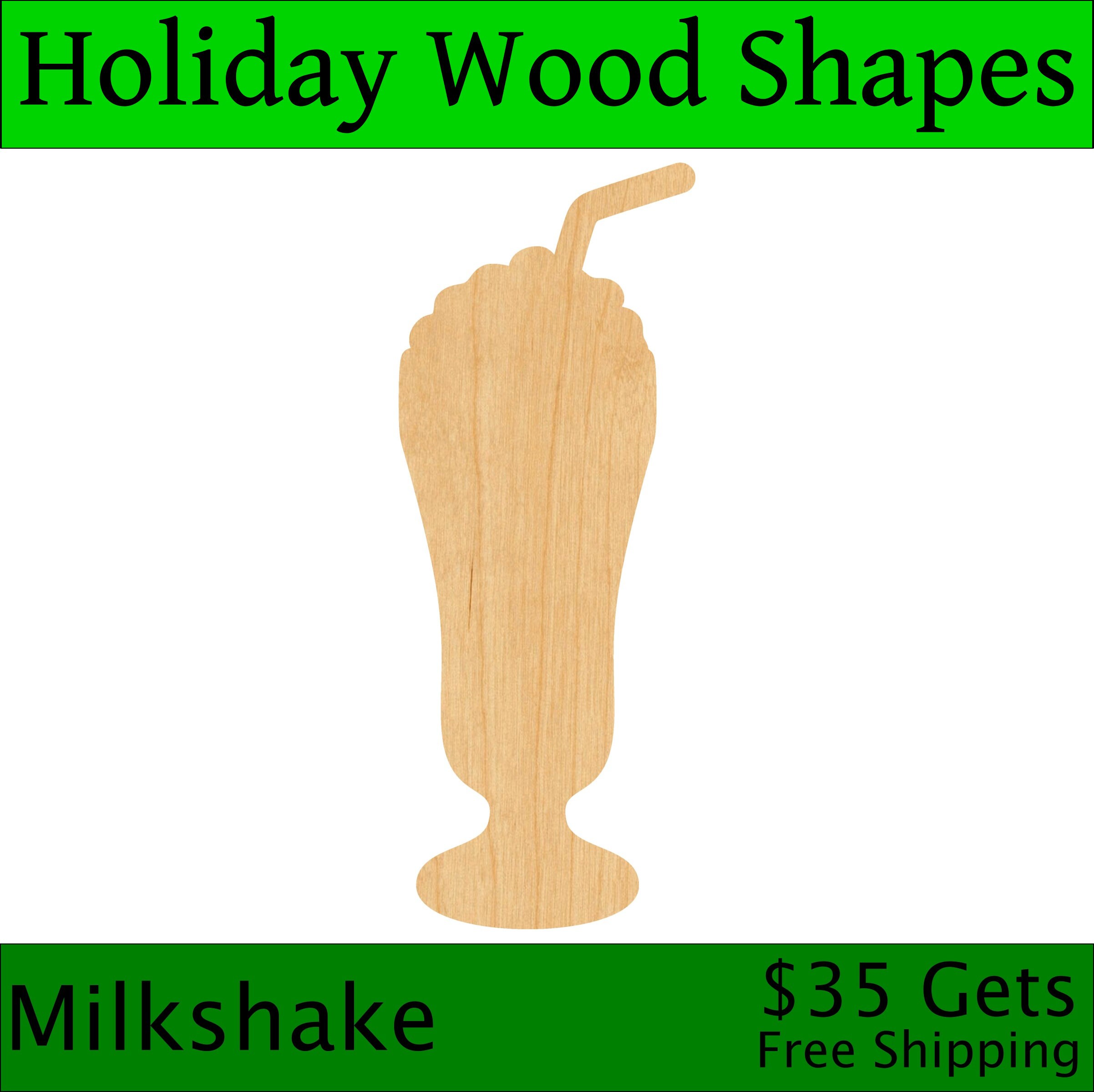 Dessert Milkshake - Laser Cut Out Unfinished Wood Craft Shape FOD18 Dessert Milkshake - Laser Cut Out Unfinished Wood Craft Shape FOD18