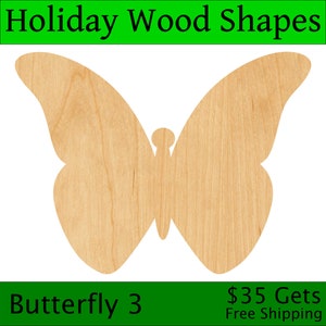 Laser Cut Butterfly Design 3 Wood Blank, Crafting Supplies, Wooden Cutout, DIY Project, Unfinished Wood Craft, Decorative Embellishment