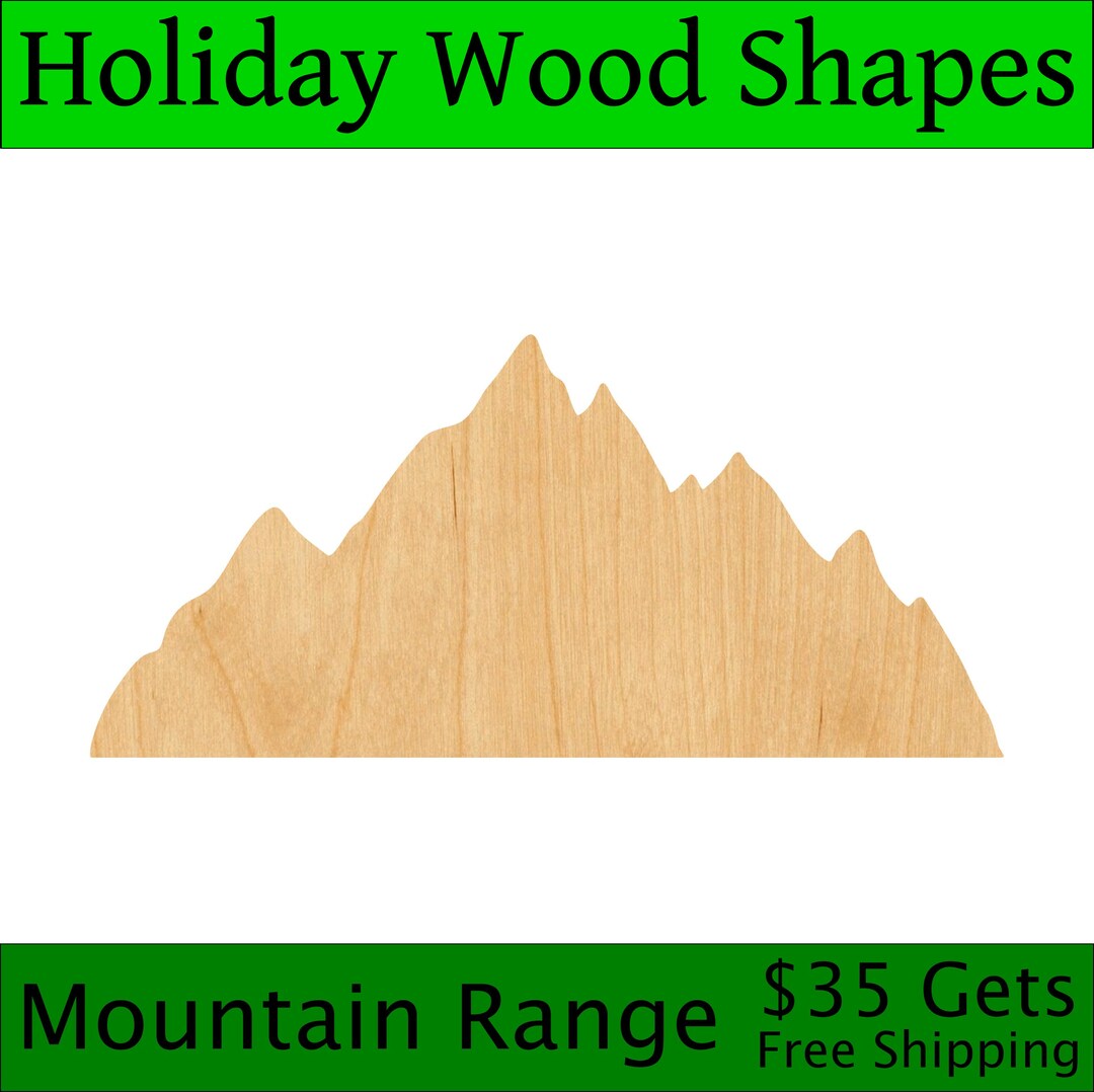Laser Cut Mountain Range Wood Blank, Crafting Supplies, Wooden Cutout ...