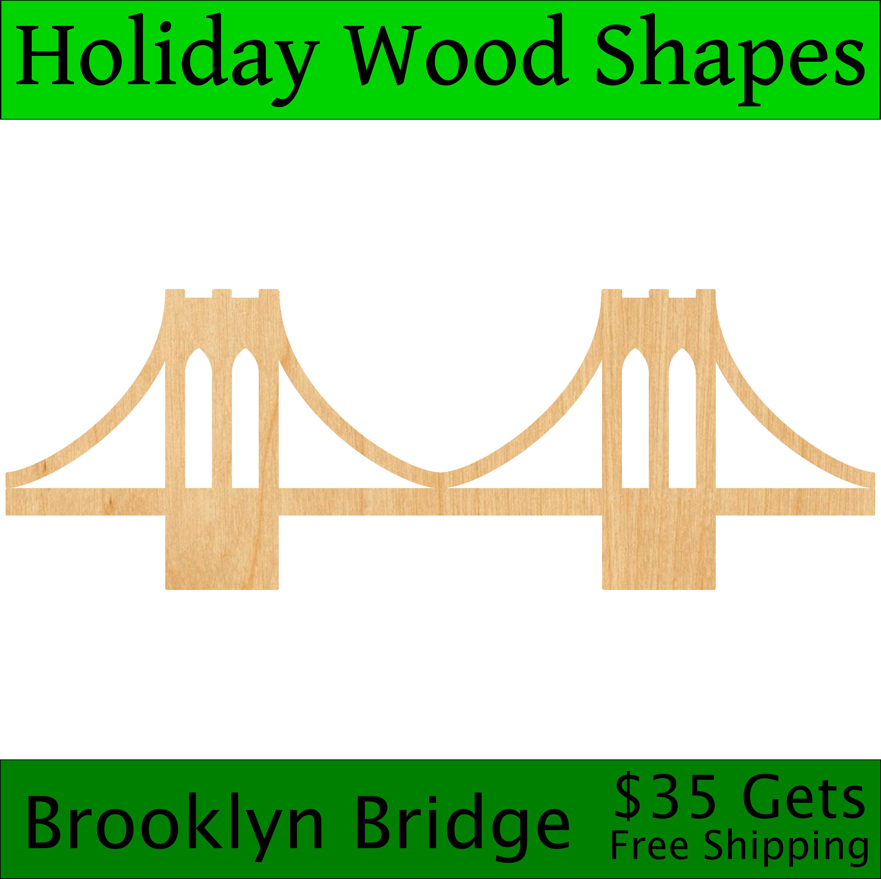 Laser Cut Brooklyn Bridge Wood Blank, Crafting Supplies, Wooden Cutout ...