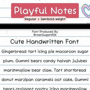 Playfulnotes REGULAR & SEMIBOLD | Simple font | Handwriting | Goodnotes | Note Taking | Cute font | Neat | Ipad font | Procreate