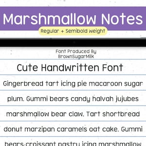 Marshmallownotes REGULAR & SEMIBOLD | Simple font | Handwriting | Goodnotes | Note Taking | Cute font | Neat | Ipad font | Procreate