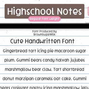 Notes de lycée | Police simple | Écriture manuscrite | Bonnes notes | Prise de notes | Police mignonne | soigné | polices Ipad | Procréer
