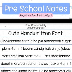 Pre school Notes | Simple font | Handwriting | Goodnotes | Note Taking | Cute font | Neat | Ipad font | Procreate