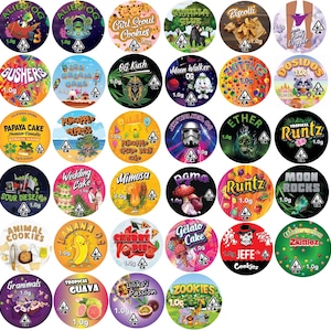 Strain Label Stickers for 3oz Eighth Jars - 2 inch diameter Cap Labels
