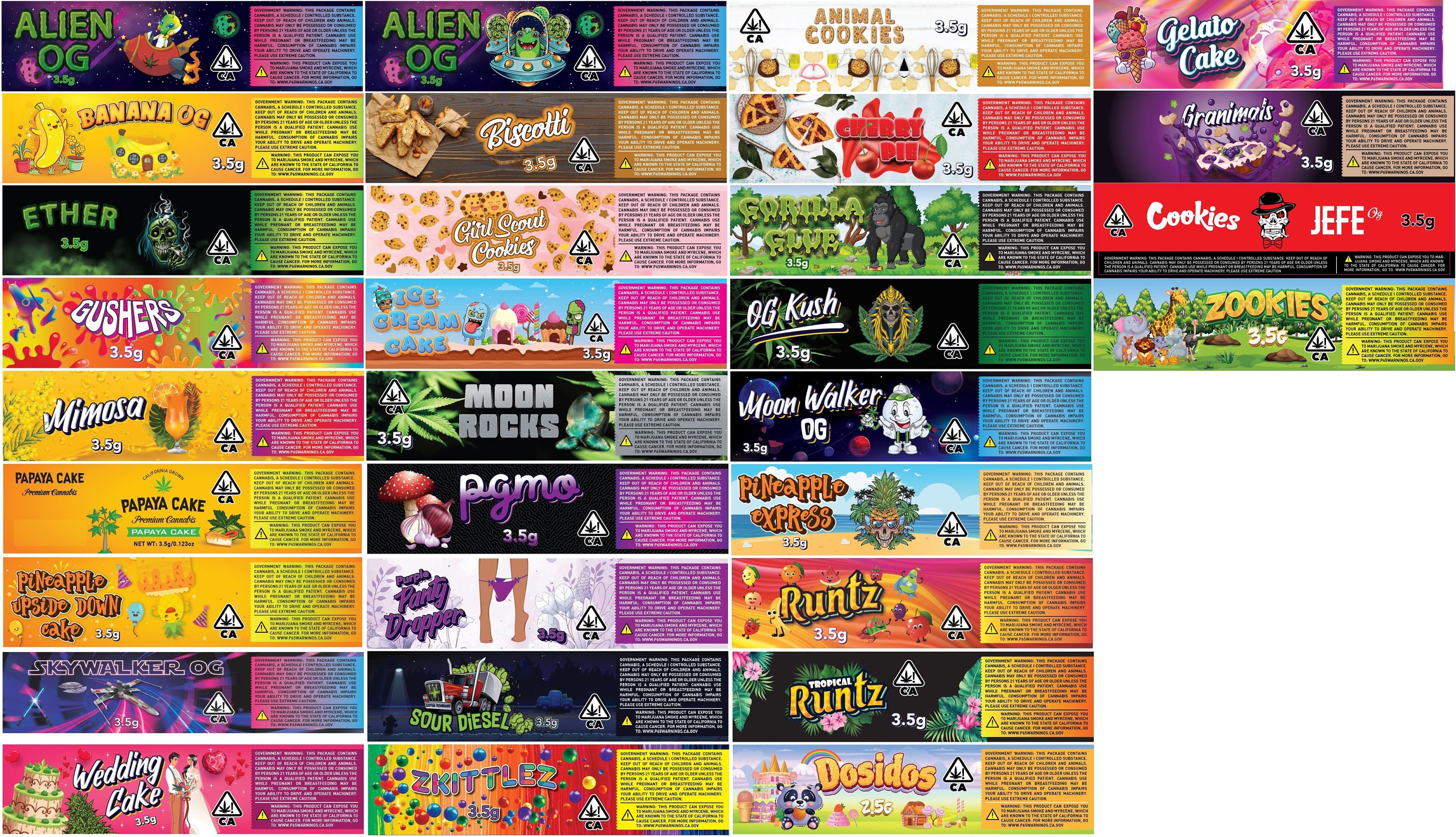 Eighth Jars With Labels 3oz Glass Eighth Jars W/child Resistant Caps Cap Labels AND Wrap Labels