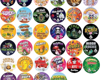 Strain Label Stickers for 9ml Concentrate Jars - 1.5 inch diameter
