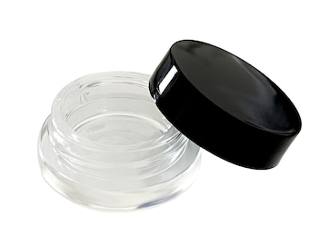 7ml Glass Concentrate Jars w/Black Caps plus Cap Labels