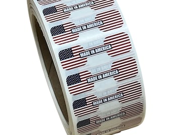 Tamper Evident Made in America Barbell Stickers | American Flag Security Packaging