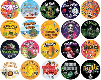 Strain Label Stickers - 1.75 inch diameter Cap Labels