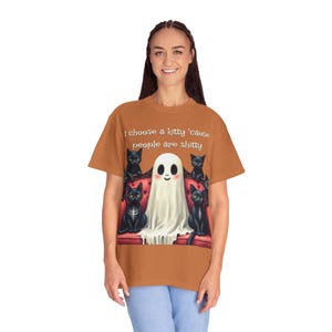 Halloween Cat Lover T-Shirt, Spooky Cat Tee, Cute Ghost Shirt, Gifts for Cat Lovers, Funny Halloween Apparel, Unisex Graphic Tee