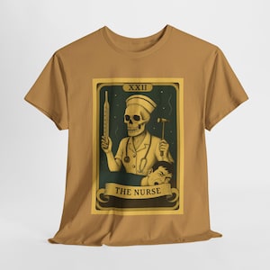 Funny Skeleton Nurse Tarot Card T-Shirt: Halloween Healthcare Gift
