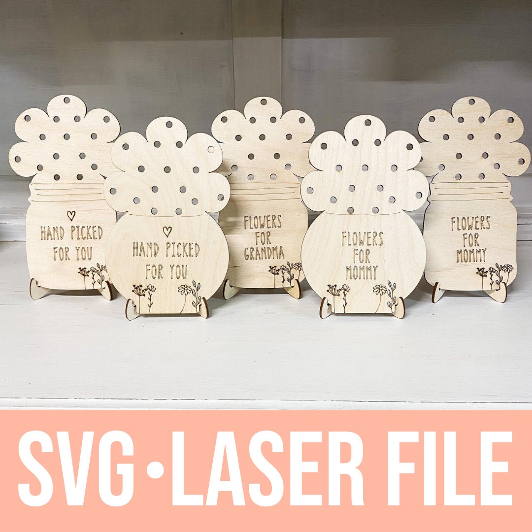 Flower Holder SVG File Laser Cut File SVG Mason Jar Flower - Etsy