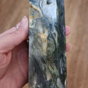 Natural Moss Agate Tower