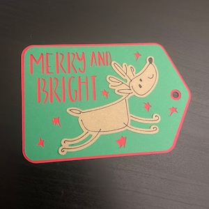 Merry & Bright Gift Tag | Christmas Gift Tag | Green and Red | Christmas Themed Tag | Homemade Colorful Gift Tag