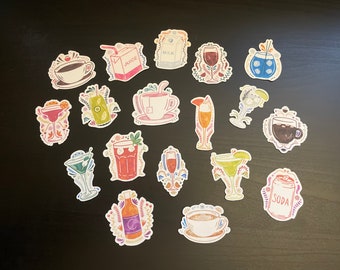 Bunte GetränkeAufkleber | Fun Drink Stickers | Scrapbook Etiketten | Getränke Sticker | Selbstgemachte bunte Sticker