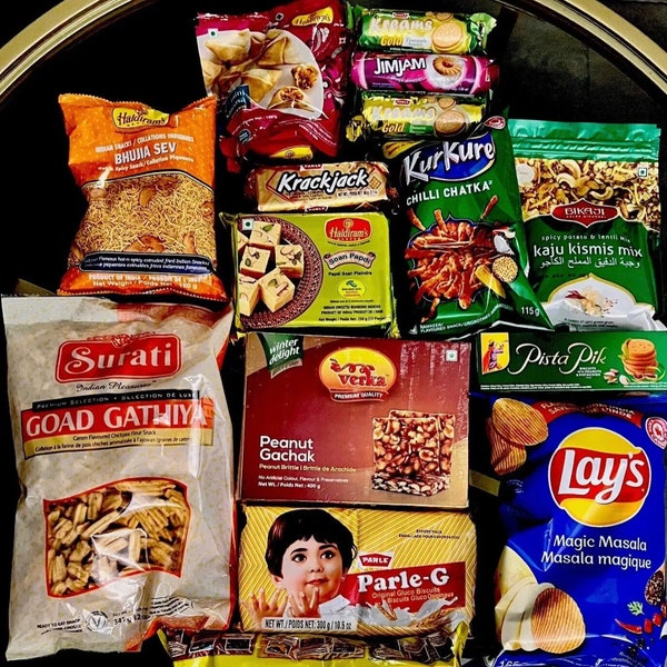 Indian Snack Pack! 10-15 Full-Sized Snacks! Savoury, Sweet Etc!