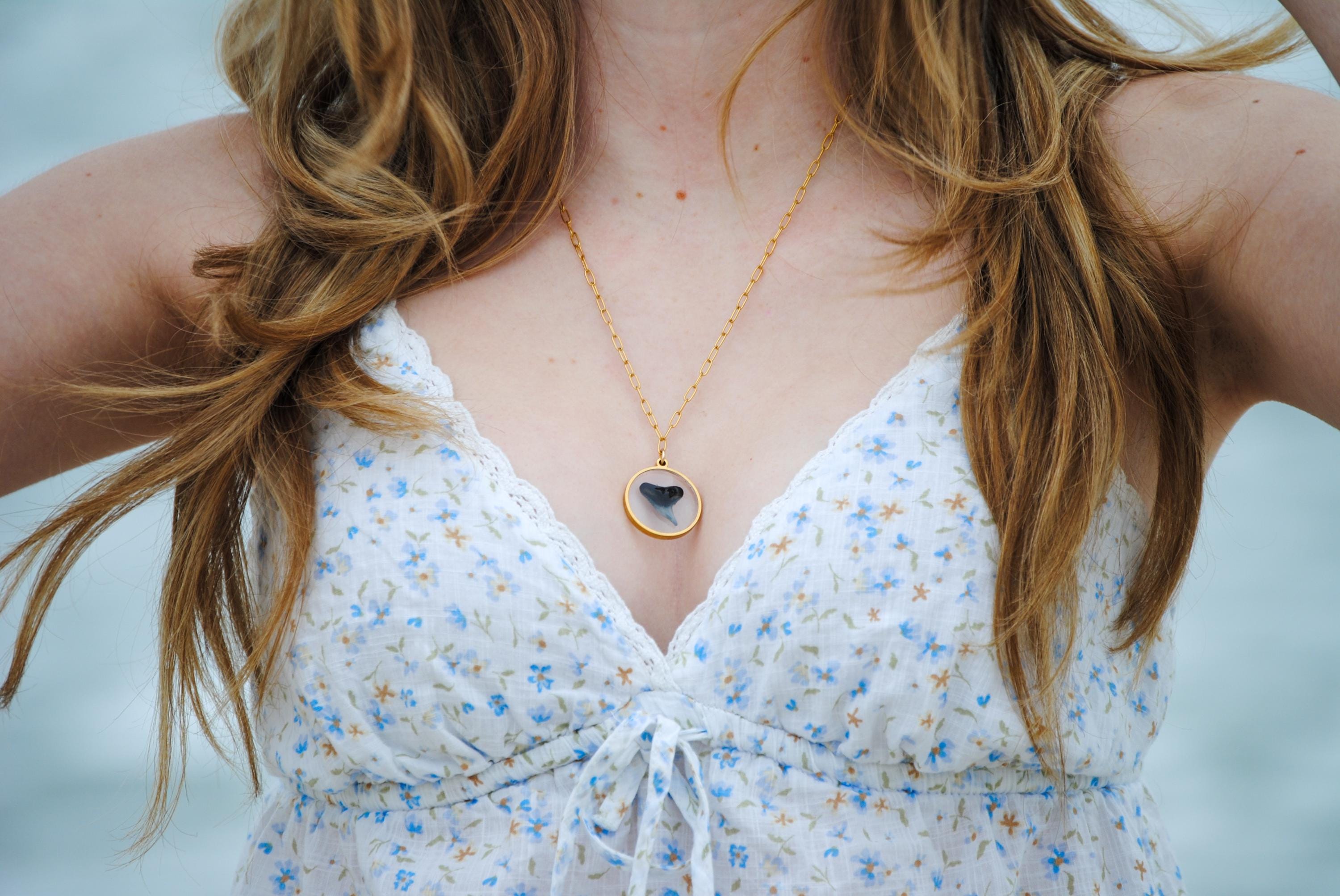 Shark Tooth Necklace - Gold/Silver Paperclip Chain