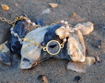 Shark Tooth Bracelet - Gold Chain with Pearls
